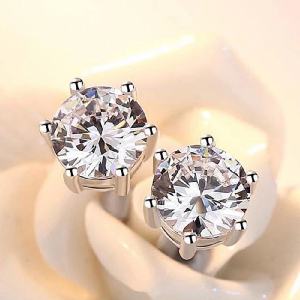 925 stamps sterling silver CZ earring